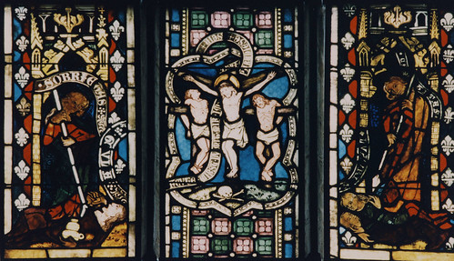 Flickr Milieu du 14e siècle; À gauche, la sobriété vainc la gourmandise; À droite, la chasteté vainc la luxure; Centre, crucifixion Si vous désirez accéder à l’image sur Flickr, veuillez cliquer sur ce lien :